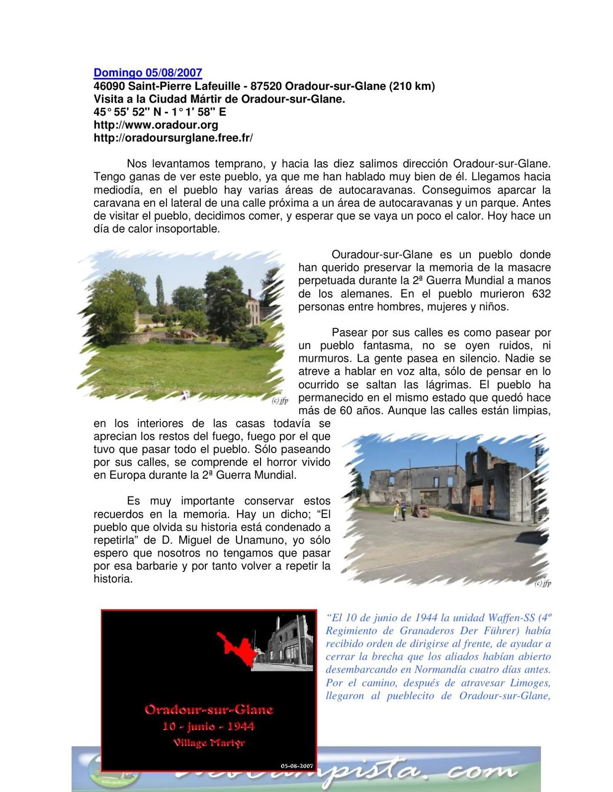 Portada — Visita a Oradour-sur-Glane