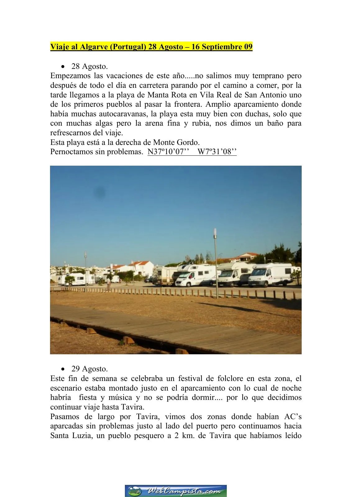 Portada — Viaje al Algarve Portugués en autocaravana