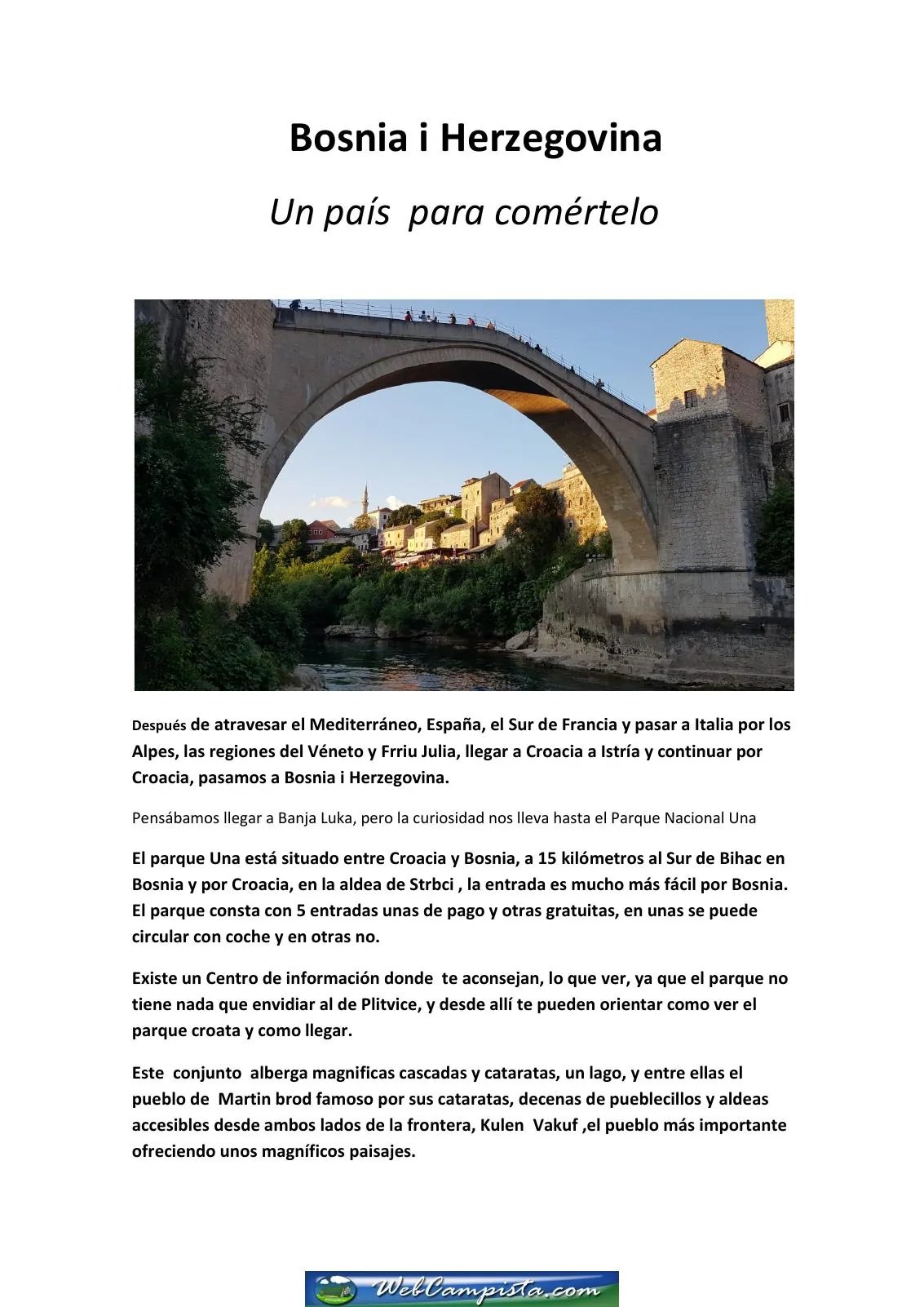 Portada — Bosnia y Herzegovina; Un pais para comértelo