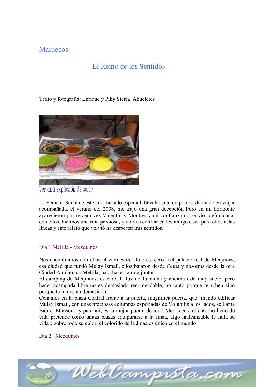 Portada — Marruecos, el reino de los sentidos