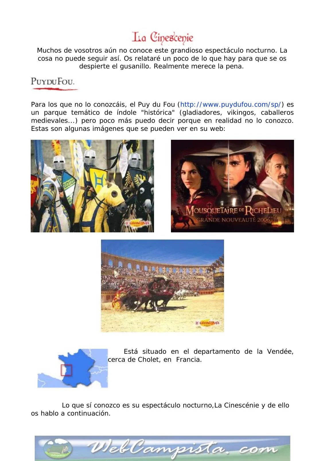 Portada — La Cinescénie: Una noche en el Puy du Fou