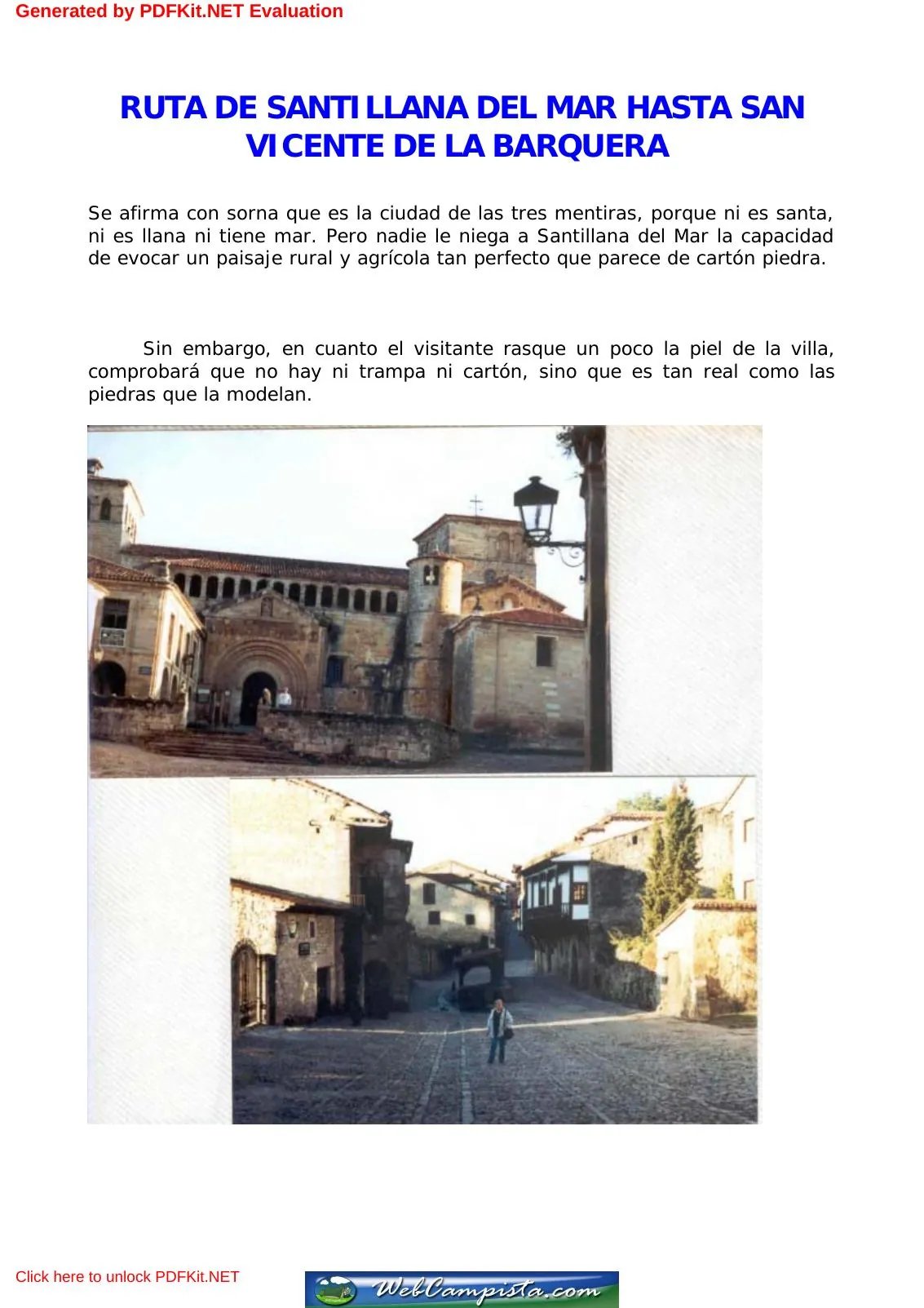 Portada — Ruta de santillana del mar hasta san vicente de la barquera